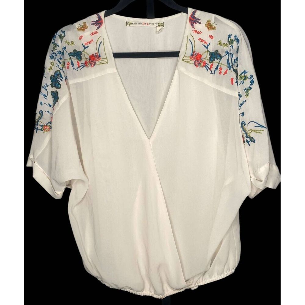 Chelsea & Violet blouse Women's size medium Granny needlepoint Boho‎ embroidered
